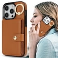 thumbnail image 1 of Allytechgroup iPhone 13 Pro Wallet Case, Ring Holder Stand Cards Slots Shockproof Retro Flip Back Cover Phone Case for Apple iPhone 13 Pro, Brown, 1 of 7