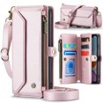 thumbnail image 1 of Allytechgroup iPhone 13 Pro Wallet Case with Shoulder Strap, Strap Wrist, Zipper Pocket, Cards Slots, RFID Blocking Shockproof Bumper Mini Carring Bag Phone Case for Apple iPhone 13 Pro,Pink, 1 of 9