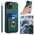 thumbnail image 1 of Allytechgroup iPhone 13 Wallet Case for Women Men, Premium PU Leather Shockproof Hand Wrist Slim Fit Back Cover Phone Case for iPhone 13, Green, 1 of 6