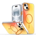 thumbnail image 1 of Allytechgroup iPhone 14 Case with Kickstand,Compatible with MagSafe Wireless Charging Military-Grade Drop Protection, Aluminum Buttons, Anti-Yellowing Shockproof Cover, Orange, 1 of 7