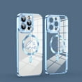 thumbnail image 1 of Allytechgroup iPhone 14 Case Magnetic, Clear Back Cover Compatible with Magsafe Glitter Lens Protective Anti-Yellow Anti-Fingerprint Bumper Rugged Case for Apple iPhone 14, Blue, 1 of 7