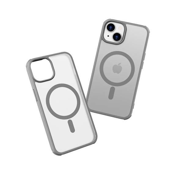 Allytechgroup iPhone 14 Case with Screen Protector, Compatible with Magsafe Transparent Matte Back Cover Anti-Scratch Drop Protective Phone Case for Apple iPhone 14, Gray