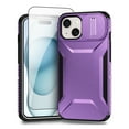 thumbnail image 1 of Allytechgroup iPhone 14 Case with Screen Protector, Rugged Hybrid TPU PC Back Hard Shell Cover Anti-Scratch Sliding Camera Lens Protector Phone Case for Apple iPhone 14, Purple, 1 of 6