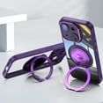 thumbnail image 1 of Allytechgroup iPhone 14 Case with Tempered Glass Lens Protector, Ring Holder Kickstand Shockproof Drop Protection Scratch Resistant Anti-Yellow Clear Back Case Cover for Apple iPhone 14, Darkpurple, 1 of 9