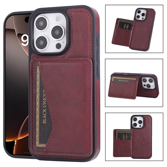Allytechgroup iPhone 14 Case Wallet, Premium PU Leather Back Cover with Cards Holder Drop Proof Shock Asorption Stylish Hybrid Phone Case for Apple iPhone 14, Winered