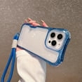 thumbnail image 1 of Allytechgroup iPhone 14 Clear Case with Hand Strap, Hybrid TPU PC Rugged Shockproof [Not-Yellowing] Corner Protective Slim Fit Shell Back Cover for Apple iPhone 14, Darkblue, 1 of 10