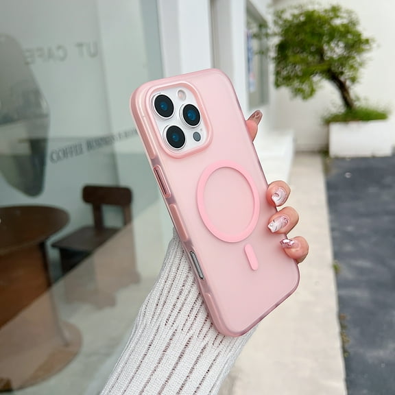 Allytechgroup iPhone 14 Magnetic Case, [Compatible with Magsafe] Matte Translucent Back Cover Shockproof Bumper Rugged Stylish Shell Phone Case for Apple iPhone 14, Pink