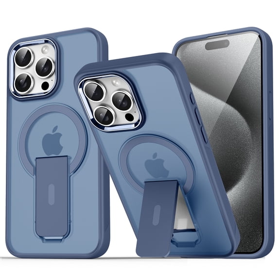 Allytechgroup iPhone 14 Magnetic Case, Compatible with Magsafe Wireless Charging Support Bumper Shockproof Kickstand Translucent Matted Phone Case for Apple iPhone 14, Darkblue