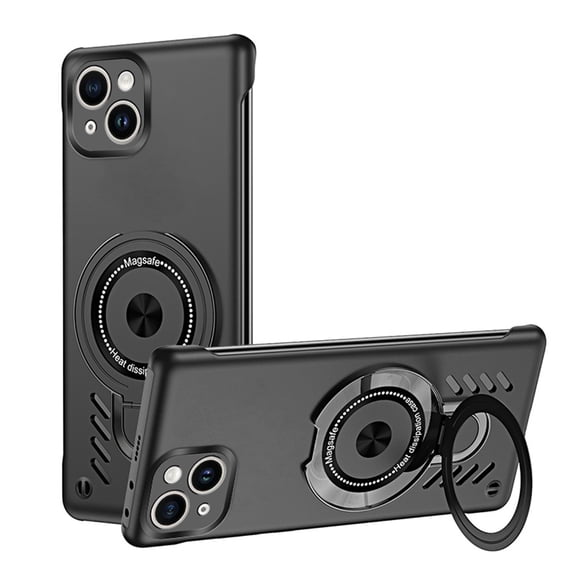 Allytechgroup iPhone 14 Plus Case Cover, Ultra-Slim Bumper with Ring Holder Stand Perfect for Apple Fans Seeking Style & Magsafe Anti-Scratch Phone Case for Apple iPhone 14 Plus, Black