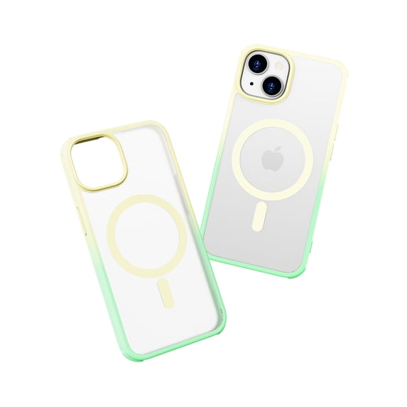 Allytechgroup iPhone 14 Plus Case with Screen Protector, Compatible with Magsafe Transparent Matte Back Cover Anti-Scratch Drop Protective Phone Case for Apple iPhone 14 Plus, Green
