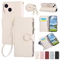 thumbnail image 1 of Allytechgroup iPhone 14 Plus Case Wallet with Strap & Zipper Pocket, Crossbody Phone Case for Apple iPhone 14 Plus Cover with Card Slots, Stand Function, Magnetic Closure PU Leather Folio Case,Beige, 1 of 9