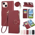 thumbnail image 1 of Allytechgroup iPhone 14 Plus Case Wallet with Strap & Zipper Pocket, Crossbody Phone Case for Apple iPhone 14 Plus Cover with Card Slots, Stand Function, Magnetic Closure PU Leather Folio Case,Red, 1 of 10