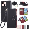 thumbnail image 1 of Allytechgroup iPhone 14 Plus Case Wallet with Strap & Zipper Pocket, Crossbody Phone Case for Apple iPhone 14 Plus Cover with Card Slots, Stand Function, Magnetic Closure PU Leather Folio Case,Black, 1 of 6