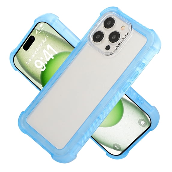 Allytechgroup for iPhone 14 Plus Clear Case, Hybrid TPU PC Rugged Corner Protective Matte Back Cover Anti-Scratch Not-Yellowing Phone Case Cover for Apple iPhone 14 Plus, Blue