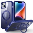 thumbnail image 1 of Allytechgroup iPhone 14 Plus Magnetic Case with Rotating Stand, Multi Angle Viewing Stand Anti-Scratch Compatible with Magsafe & Car Mount Phone Case for Apple iPhone 14 Plus, Darkblue, 1 of 7