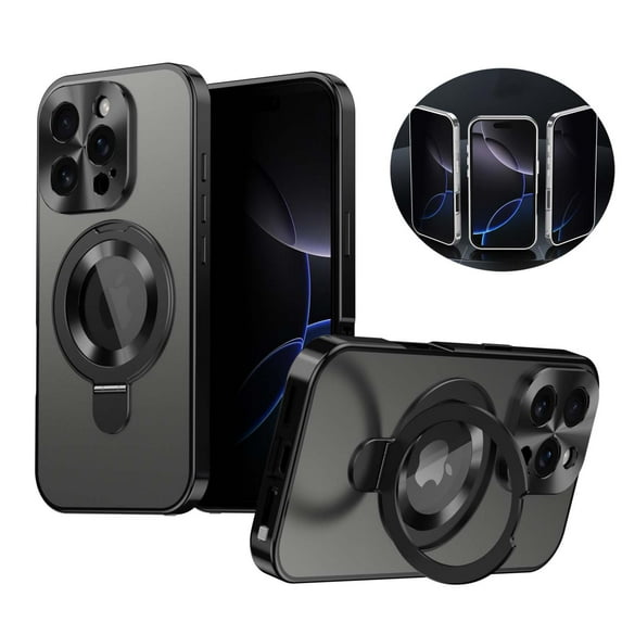 Allytechgroup iPhone 14 Pro Case with Anti-Spy Screen Protector Film, Compatible with Mag-safe Shockproof Privacy Protection Anti-Scratch Ring Stand Phone Case for Apple iPhone 14 Pro,Black