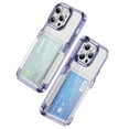 thumbnail image 1 of Allytechgroup iPhone 14 Pro Clear Case with Cards Holder, Soft TPU Back Shell Bumper Anti-Scratch Shockproof Bumper Not Yellowing Slim Phone Case for Apple iPhone 14 Pro, Purple, 1 of 8