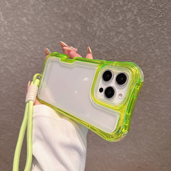 Allytechgroup iPhone 14 Pro Clear Case with Hand Strap, Hybrid TPU PC Rugged Shockproof [Not-Yellowing] Corner Protective Slim Fit Shell Back Cover for Apple iPhone 14 Pro, Green