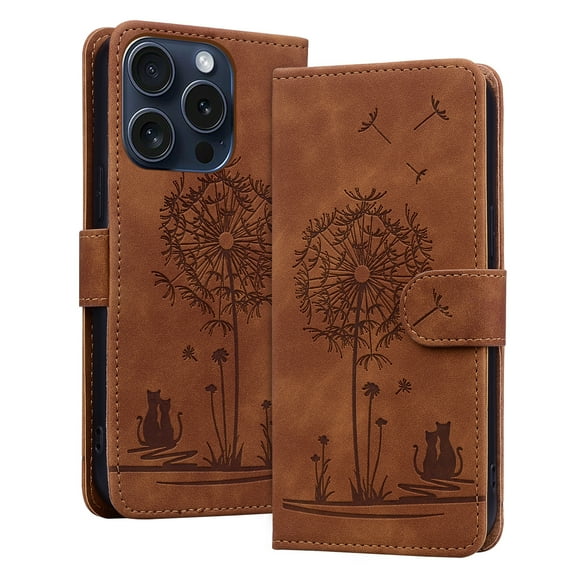 Allytechgroup for iPhone 14 Pro Max Case with Credit Card Slot, RFID Blocking PU Leather Flip Wallet Case for Women Girls Shockproof Protective Case Cover for iPhone 14 Pro Max, Brown