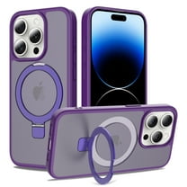 Allytechgroup iPhone 14 Pro Max Case Matte, [Compatible with Magsafe] Ring Holder Kickstand Anti-Scratch Shockproof Bumper Slim Fit Shell Phone Case Cover for Apple iPhone 14 Pro Max, Darkpurple