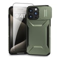 thumbnail image 1 of Allytechgroup iPhone 14 Pro Max Case with Screen Protector, Rugged Hybrid TPU PC Back Hard Shell Cover Anti-Scratch Sliding Camera Lens Protector Phone Case for Apple iPhone 14 Pro Max, Darkgreen, 1 of 6