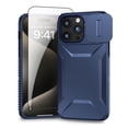 thumbnail image 1 of Allytechgroup iPhone 14 Pro Max Case with Screen Protector, Rugged Hybrid TPU PC Back Hard Shell Cover Anti-Scratch Sliding Camera Lens Protector Phone Case for Apple iPhone 14 Pro Max, Blue, 1 of 6