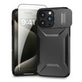 thumbnail image 1 of Allytechgroup iPhone 14 Pro Max Case with Screen Protector, Rugged Hybrid TPU PC Back Hard Shell Cover Anti-Scratch Sliding Camera Lens Protector Phone Case for Apple iPhone 14 Pro Max, Black, 1 of 6