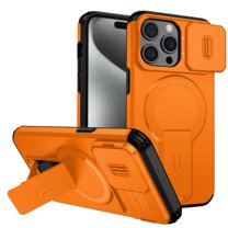 Allytechgroup for iPhone 14 Pro Max Case with Sliding Camera Protector, Compatible with Magsafe Rugged Hybrid TPU PC Kickstand Protective Shockproof Magnetic Case Cover for iPhone 14 Pro Max, Orange