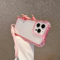 Allytechgroup iPhone 14 Pro Max Clear Case with Hand Strap, Hybrid TPU PC Rugged Shockproof [Not-Yellowing] Corner Protective Slim Fit Shell Back Cover for Apple iPhone 14 Pro Max, Pink
