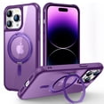 thumbnail image 1 of Allytechgroup iPhone 14 Pro Max Magnetic Case with Rotating Stand, Multi Angle Viewing Stand Anti-Scratch Compatible with Magsafe & Car Mount Phone Case for Apple iPhone 14 Pro Max, Purple, 1 of 7