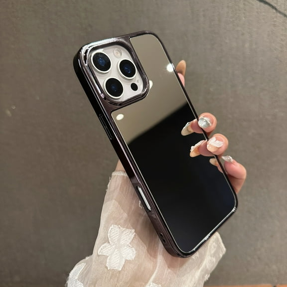 Allytechgroup for iPhone 14 Pro Max Protective Case, Dust/Dirt Proof Shock-Absorbent Non-Slip Glossy Mirror PC+TPU Lightweight Shockproof Back Cover Bumper for iPhone 14 Pro Max, Black