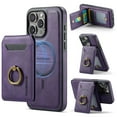 thumbnail image 1 of Allytechgroup iPhone 14 Pro Max Wallet Case Cover, Detachable Cards Holder, Wallet Case with Ring Holder Stand - Magnetic PU Leather Back Cover for Apple iPhone 14 Pro Max, Purple, 1 of 10