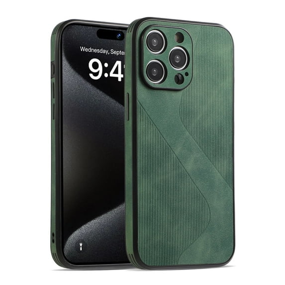 Allytechgroup iPhone 14 Pro Slim Case, PU Leather Case Vertical Grain Design Slim Back Cover Compatible with Apple iPhone 14 Pro, Darkgreen