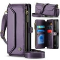 thumbnail image 1 of Allytechgroup iPhone 14 Pro Wallet Case with Shoulder Strap, Strap Wrist, Zipper Pocket, Cards Slots, RFID Blocking Shockproof Bumper Mini Carring Bag Phone Case for Apple iPhone 14 Pro,Purple, 1 of 9
