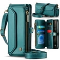thumbnail image 1 of Allytechgroup iPhone 14 Pro Wallet Case with Shoulder Strap, Strap Wrist, Zipper Pocket, Cards Slots, RFID Blocking Shockproof Bumper Mini Carring Bag Phone Case for Apple iPhone 14 Pro,Green, 1 of 9