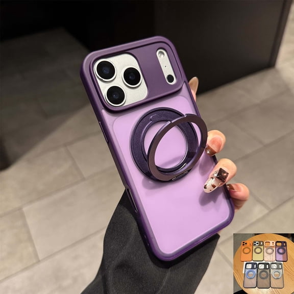 Allytechgroup for iPhone 15 Case, 360° Ring Kickstand Holder [Compatible with MagSafe] Matte Shockproof Soft TPU Bumper Hard Back Case, Magnetic Slim Lightweight Anti-Yellowing Shell, Purple