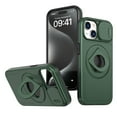 thumbnail image 1 of Allytechgroup for iPhone 15 Case with 360° Rotatable Ring Holder, [Sliding Camera Cover] [Compatible MagSafe] [Military Grade Tested] Anti-Fingerprint Slim Magnetic Case Cover, Darkgreen, 1 of 6