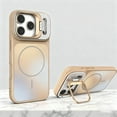 thumbnail image 1 of Allytechgroup iPhone 15 Case with Camera Bracket Stand, Compatible with Magsafe Kickstand Stylish Shockproof Anti-Scratch Hard PC Rugged Bumper Phone Case for Women Men, Desertgold, 1 of 9