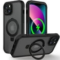 thumbnail image 1 of Allytechgroup iPhone 15 Case Magsafe, Mangetic Back Cover Wireless Charging Support Kickstand Ring Holder Anti-Scratch Phone Case for Apple iPhone 15, Black, 1 of 6