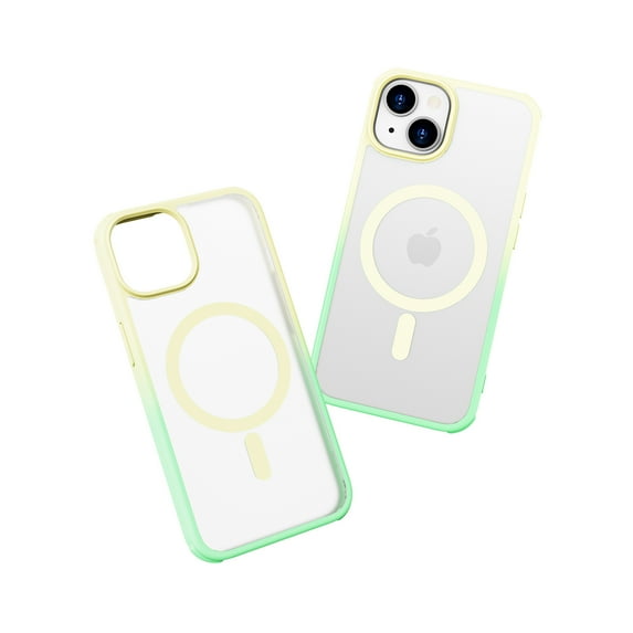 Allytechgroup iPhone 15 Case with Screen Protector, Compatible with Magsafe Transparent Matte Back Cover Anti-Scratch Drop Protective Phone Case for Apple iPhone 15, Green