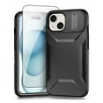 thumbnail image 1 of Allytechgroup iPhone 15 Case with Screen Protector, Rugged Hybrid TPU PC Back Hard Shell Cover Anti-Scratch Sliding Camera Lens Protector Phone Case for Apple iPhone 15, Black, 1 of 6