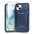 thumbnail image 1 of Allytechgroup iPhone 15 Case with Screen Protector, Rugged Hybrid TPU PC Back Hard Shell Cover Anti-Scratch Sliding Camera Lens Protector Phone Case for Apple iPhone 15, Blue, 1 of 6
