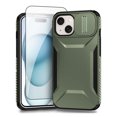 thumbnail image 1 of Allytechgroup iPhone 15 Case with Screen Protector, Rugged Hybrid TPU PC Back Hard Shell Cover Anti-Scratch Sliding Camera Lens Protector Phone Case for Apple iPhone 15, Darkgreen, 1 of 6