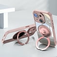 thumbnail image 1 of Allytechgroup iPhone 15 Case with Tempered Glass Lens Protector, Ring Holder Kickstand Shockproof Drop Protection Scratch Resistant Anti-Yellow Clear Back Case Cover for Apple iPhone 15, Pink, 1 of 9