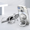 thumbnail image 1 of Allytechgroup iPhone 15 Case with Tempered Glass Lens Protector, Ring Holder Kickstand Shockproof Drop Protection Scratch Resistant Anti-Yellow Clear Back Case Cover for Apple iPhone 15, White, 1 of 9