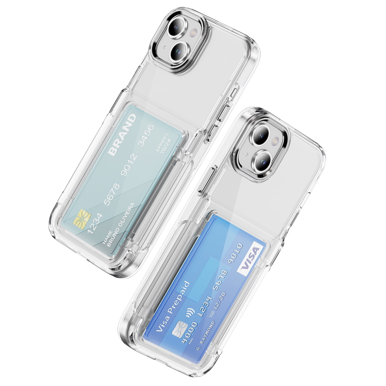 Allytechgroup iPhone 15 Clear Case with Cards Holder, Soft TPU