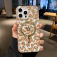 thumbnail image 1 of Allytechgroup for iPhone 15 Plus Case, Glossy Leopard Print Back Cover Support Wireless Charging Shock-Absorbent PC+TPU, Magnetic Flat Design Case for iPhone 15 Plus, Yellow, 1 of 9
