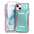 thumbnail image 1 of Allytechgroup iPhone 15 Plus Case with Screen Protector, Rugged Hybrid TPU PC Back Hard Shell Cover Anti-Scratch Sliding Camera Lens Protector Phone Case for Apple iPhone 15 Plus, Green, 1 of 6