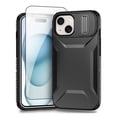 thumbnail image 1 of Allytechgroup iPhone 15 Plus Case with Screen Protector, Rugged Hybrid TPU PC Back Hard Shell Cover Anti-Scratch Sliding Camera Lens Protector Phone Case for Apple iPhone 15 Plus, Black, 1 of 6