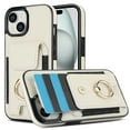 thumbnail image 1 of Allytechgroup iPhone 15 Plus Case with Wallet, Ring Holder Stand Cards Slots Cash Pocket Drop Protection Retro Leather Case for Men Women for Apple iPhone 15 Plus, Apricot, 1 of 8